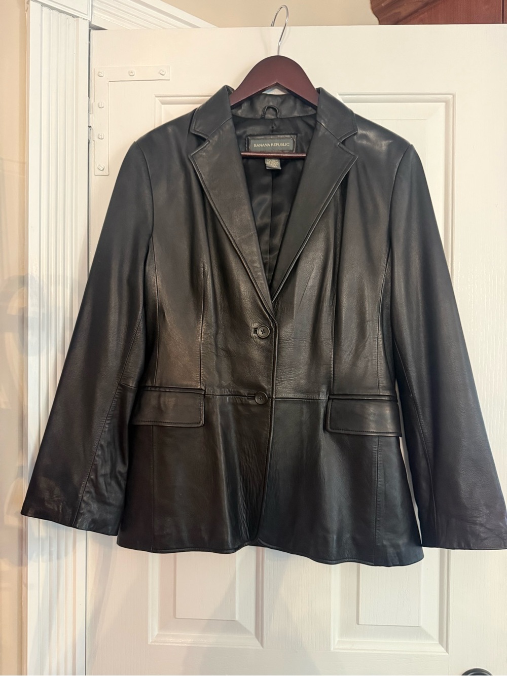 Banana Republic Black Leather Blazer Jacket